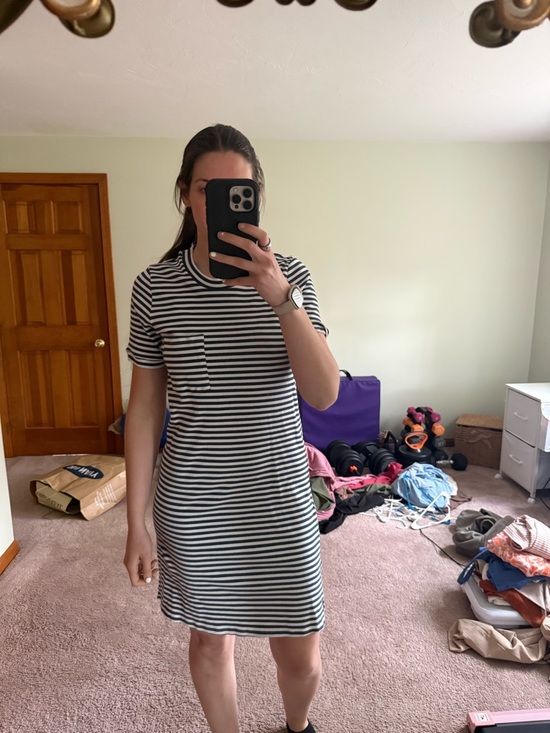 Called To Surf Dresses & Skirts - Striped Black and White Mini T-Shirt Dress